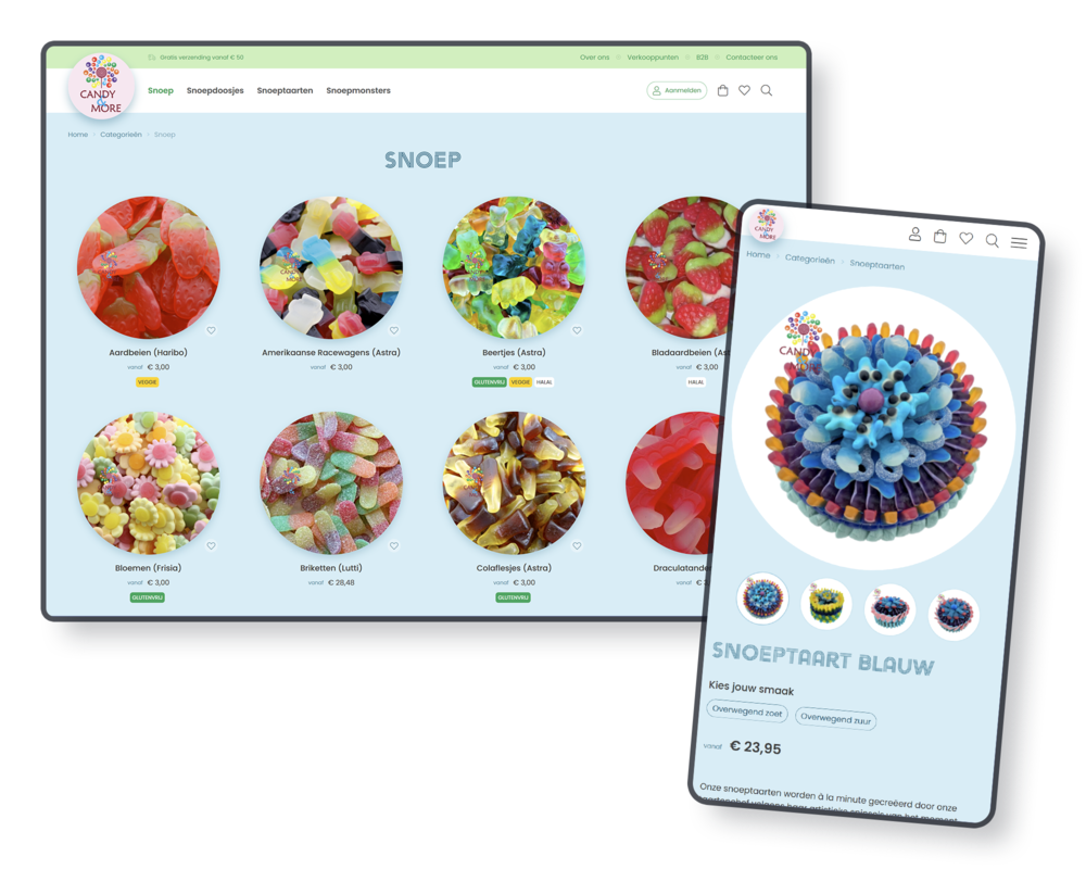 Zoete en zure snoepwebshop voor Candy & More