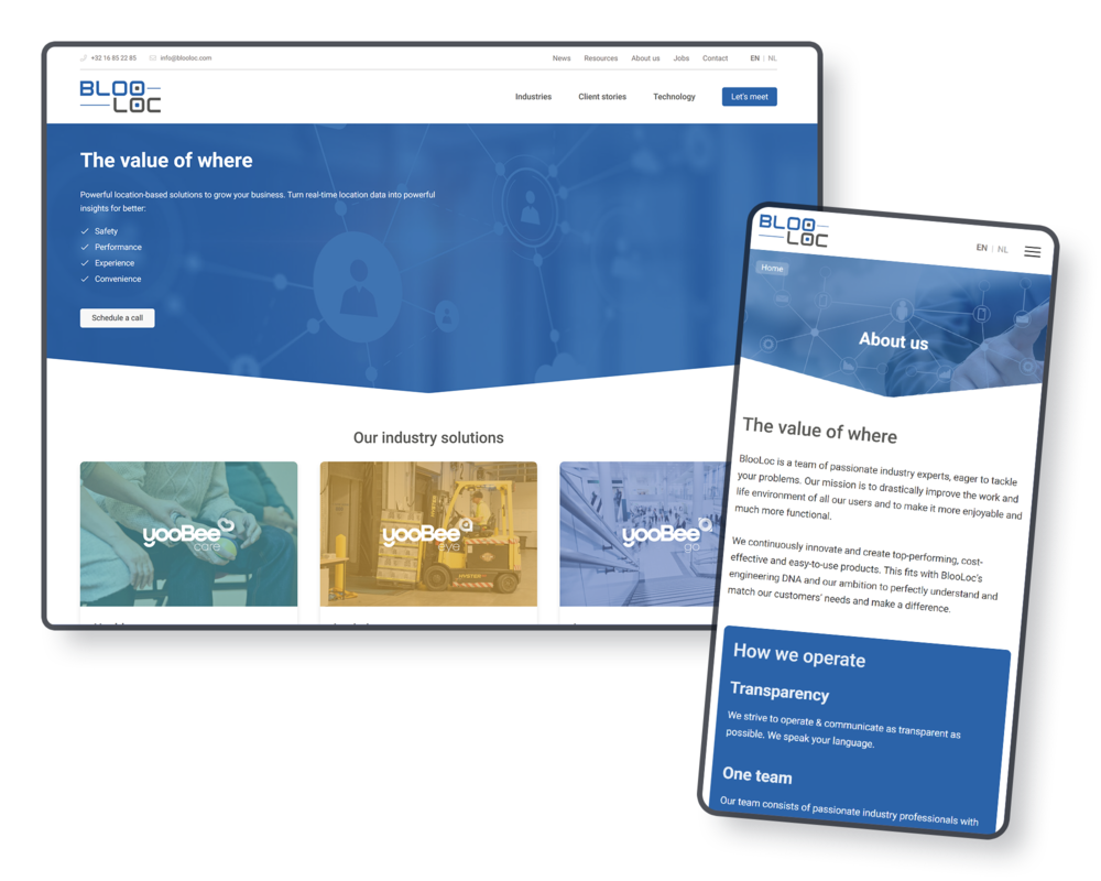 Website met focus op sectoren en producten voor BlooLoc