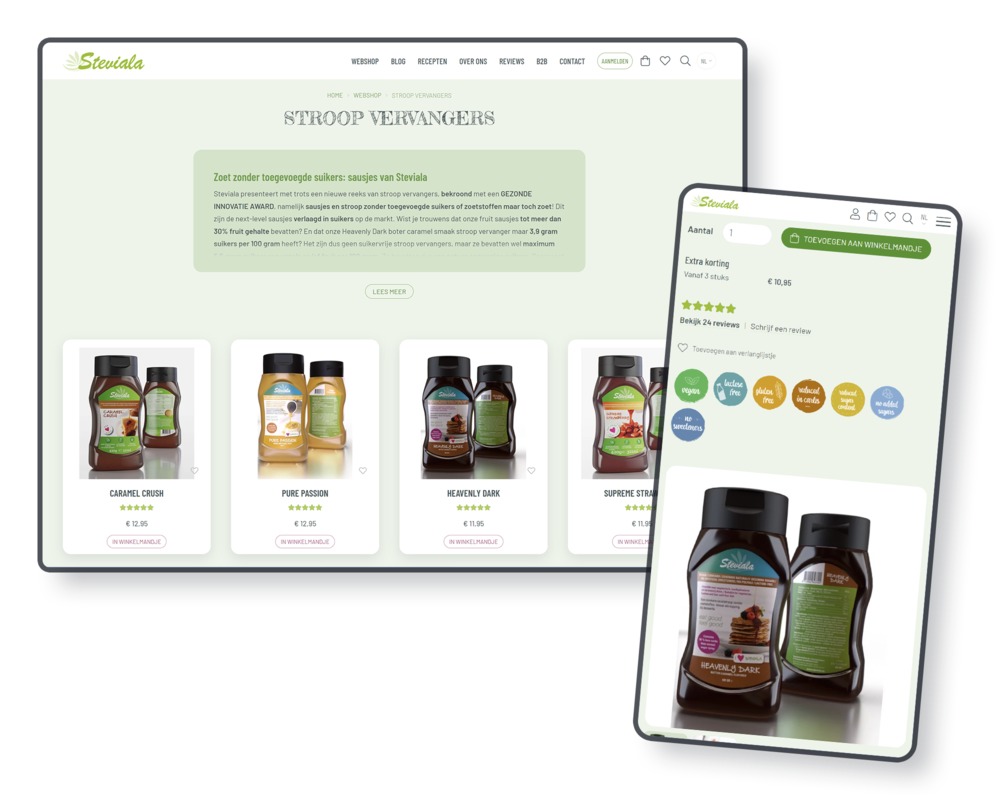 Webshop met e-fulfilment koppeling op maat voor Steviala